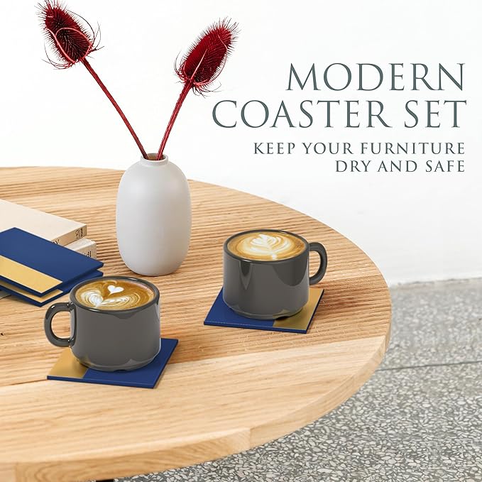 Wood Serving Tray with Gold Polished Metal Handles, Home Decorative Wooden Rectangle Ottoman Decor Platter Bathroom Vanity Tray for All Occasions Gloss Finish, 16"x12", Navy Blue
