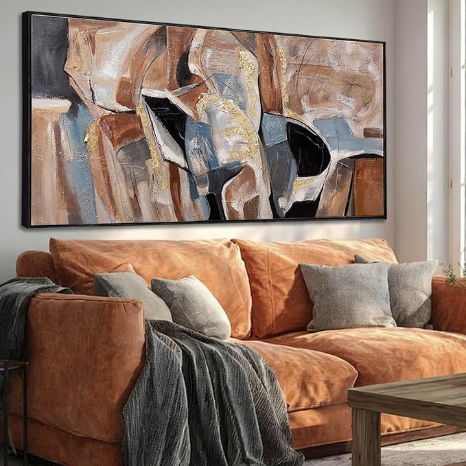 SOUGUAN Graffiti Wall Decor Contemporary Canvas Wall Art Black and Brown Decorative Painting 24"x48" Artwork for Bedroom Kitchen Pictures