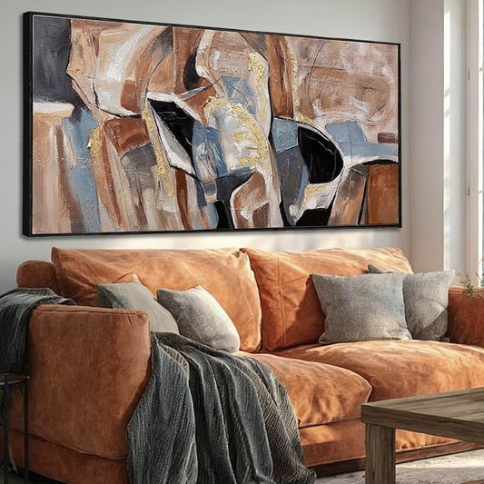 SOUGUAN Graffiti Wall Decor Contemporary Canvas Wall Art Black and Brown Decorative Painting 24"x48" Artwork for Bedroom Kitchen Pictures