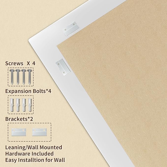 40''x30'' Rustic Wall Mirror for Bathroom White Wood Frame, Classic Rectangle Mirror Farmhouse Vanity Wall Mirror Decor Living Room, Bedroom, Entryway
