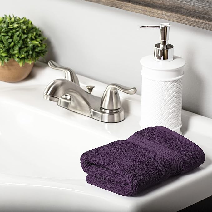 Superior Egyptian Cotton Pile 10 Piece Towel Set, Includes 2 Bath, 4 Hand, 4 Face Towels/Washcloths, Ultra Soft Luxury Towels, Thick Plush Essentials, Guest Bath, Spa, Hotel Bathroom, Plum