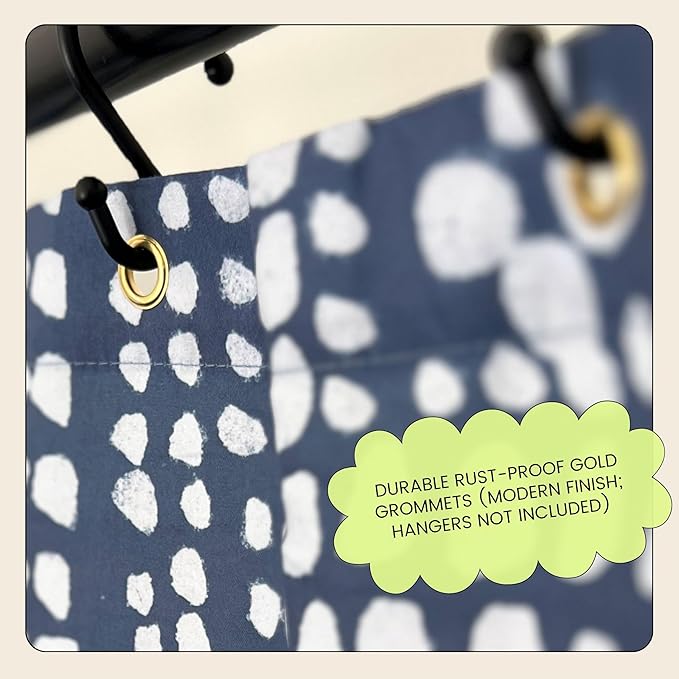 Modern Blue Shibori Print Shower Curtain - Boho Geometric Dot Pattern - Mudcloth Design - Decorative Fabric Shower Curtain for Any Bathroom - 72x72 Inches (Shibori)