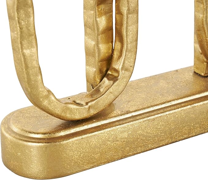 Deco 79 Metal Decorative Candle Holder Interlocked Chains Candle Stand with Rectangle Base, Candlestick Holder 9" x 2" x 10", Gold