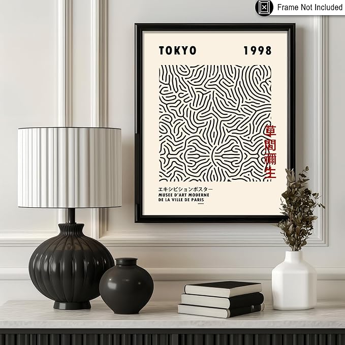 Poster Master Vintage Poster - Retro Black Lines Print - Tokyo & Japanese Abstract Art - Gift for Men & Women - Pop Art Decor for Office or Living Room - 11x14 UNFRAMED Wall Art