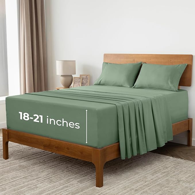 Mellanni Extra Deep Full Sheets - 4 PC Iconic Collection Bedding - Hotel Luxury, Ultra Soft, Cooling Bed Sheets - Wrinkle, Fade, Stain Resistant (Full, Sage)