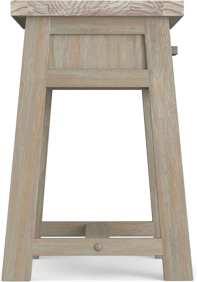 SIMPLIHOME Sawhorse SOLID WOOD 24 Inch Wide Modern Industrial Bedside Nightstand Table in Distressed Grey, For the Living Room and Bedroom