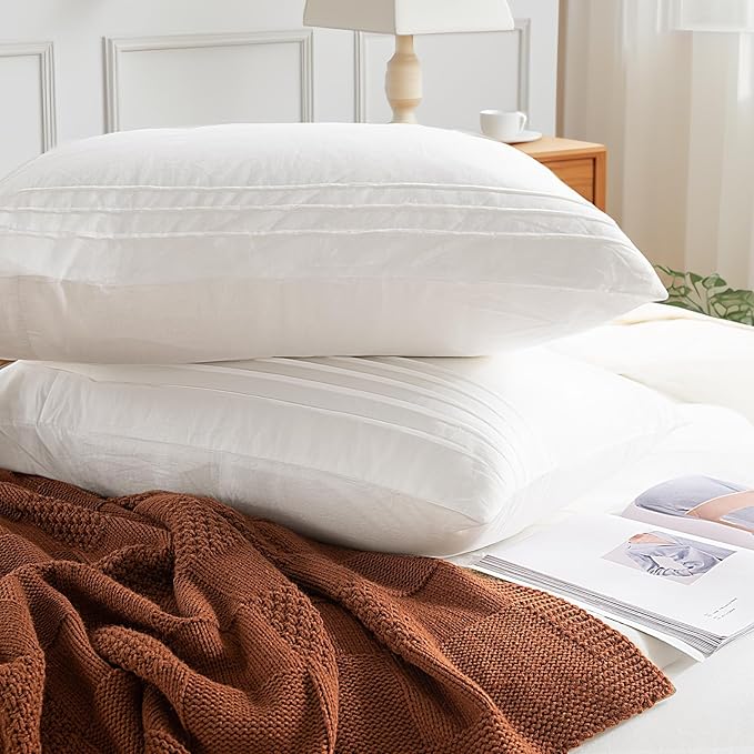 NEXHOME PRO 100% Organic Cotton Duvet Cover Queen Size, Linen Like Pleated Textured White Duvet Cover Set, 3pc Bedding Set with Zipper Closure, Soft, Lightweight and Breathable,90"x90", No Comforter