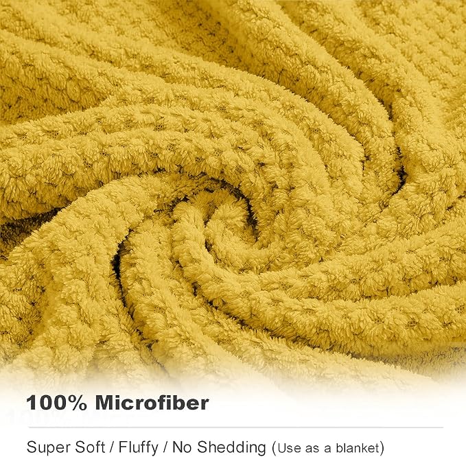 8-Piece Bath Towel Set, 2 Extra Large Bath Towel Sheets, 2 Hand Towels and 4 Washcloths - Highly Absorbent Quick Dry Microfiber,Ultra Soft Towel Set for Bathroom Waffle Weave, Pack of 8 (Sweet Yellow)