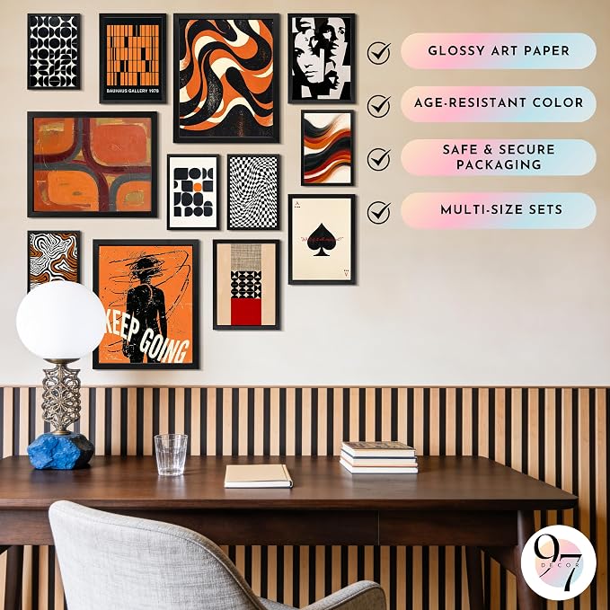 97 Decor Modern Retro Wall Decor - Mid Century Modern Wall Art, Cool 70s Posters For Room Aesthetic, Vintage Eclectic Prints Abstract Artwork For Home, Bedroom, Dorm Decorations (Unframed)