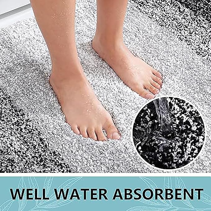 Arotive Microfiber Bathroom Rugs, Shaggy Soft and Absorbent Bath Rug, Non-Slip, Thick Plush Machine Washable Dry Bath Mats for Bathroom, Tub and Shower, 40x24, Black, Rectangular