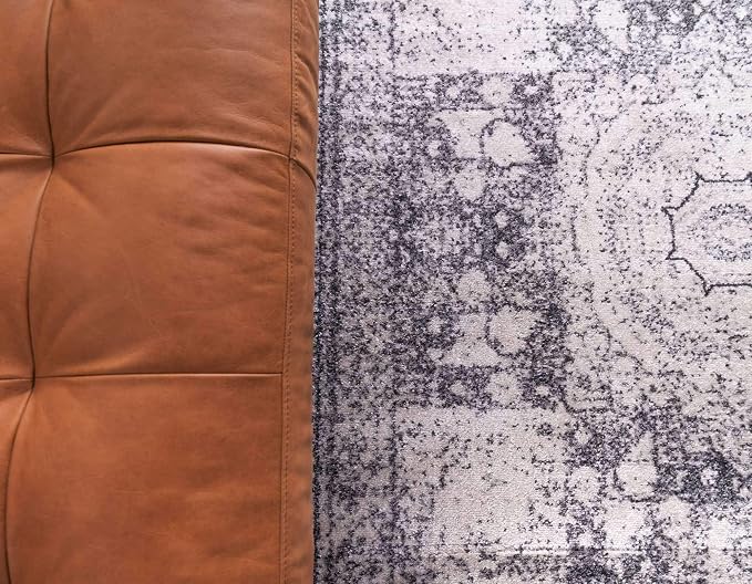 Unique Loom Bromley Collection Area Rug - Wells (2' x 6' 9" Runner, Ivory/ Gray)