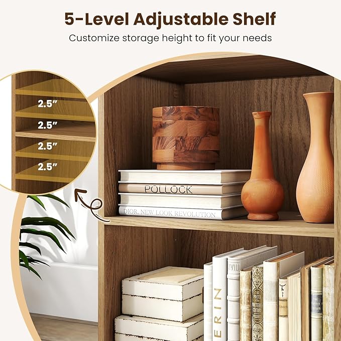Giantex 2-Cube Bookshelf and Bookcase, 2-Layer Storage Shelf w/Large-Capacity Open Storage Space for Living Room Bedroom Study Office, Multi-Functional Furniture Display Cabinet, Natural
