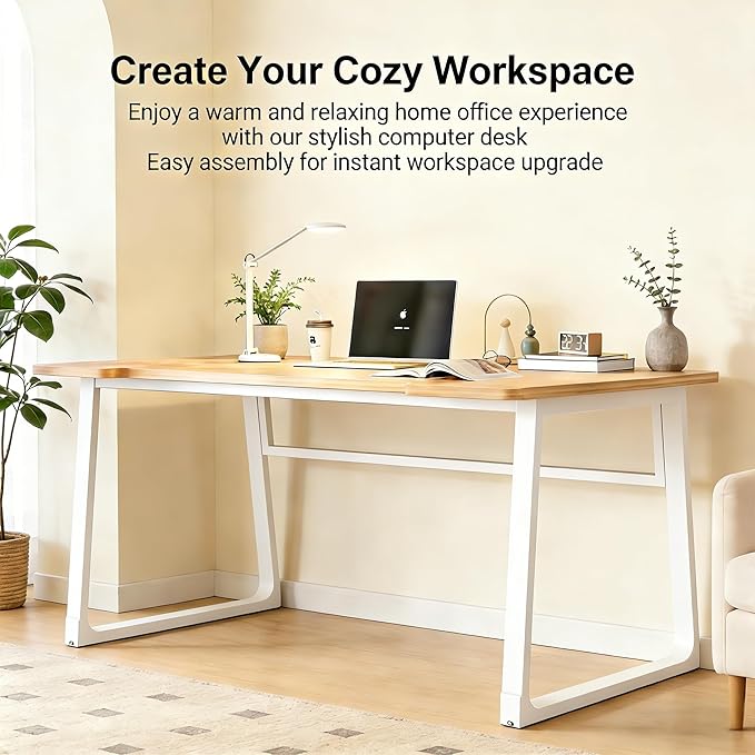 Computer Desk 39.4 Inch Small Office Desk with Wood Top and Metal Frame, Study Writing Desk for Home, Bedroom, Gaming, U-Shaped Leg Design, Modern Simple