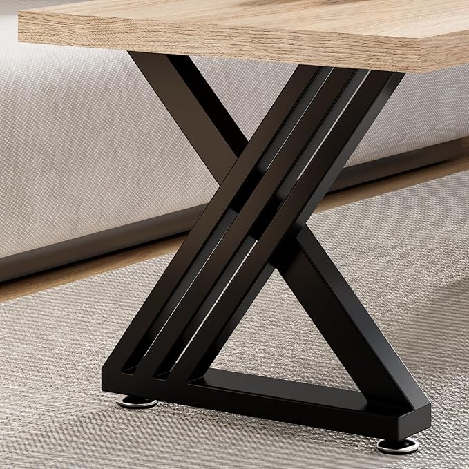 Metal Coffee Table Legs 18" H x 18" W Furniture Desk Bench Dining Table Base with Adjustable Feet Z Shape Set of 2 Black