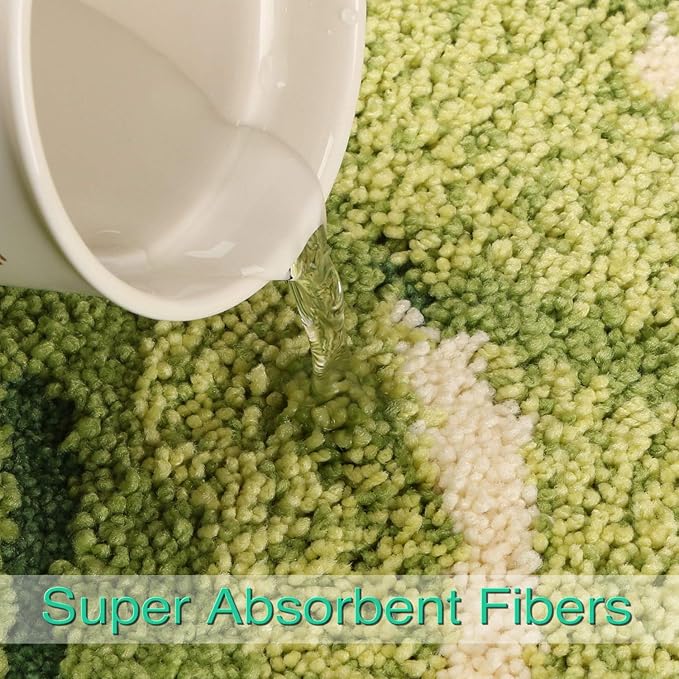 Hi Space Bathroom Rugs Mat 31.5x19.7IN Green Leaves Bath Mat for Bathroom Non Slip Machine Washable Soft Absorbent Cute Bath Rug Plush Bath Carpet for Tub Shower Sink Fluffy Entryway Doormat