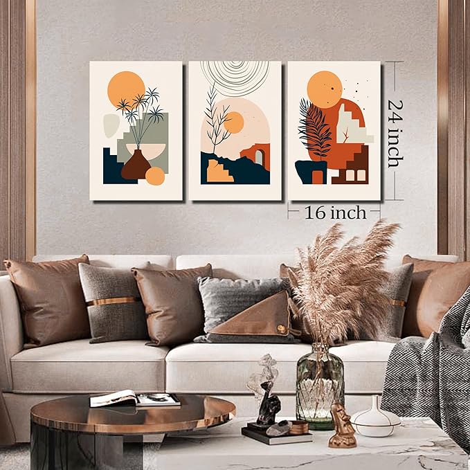 ZHAOSHOP Boho Wall Decor Living Room Modern Prints Wall Art for Bedroom 3 Piece Canvas Wall Art for Dining Room Size 16 x 24 Inch
