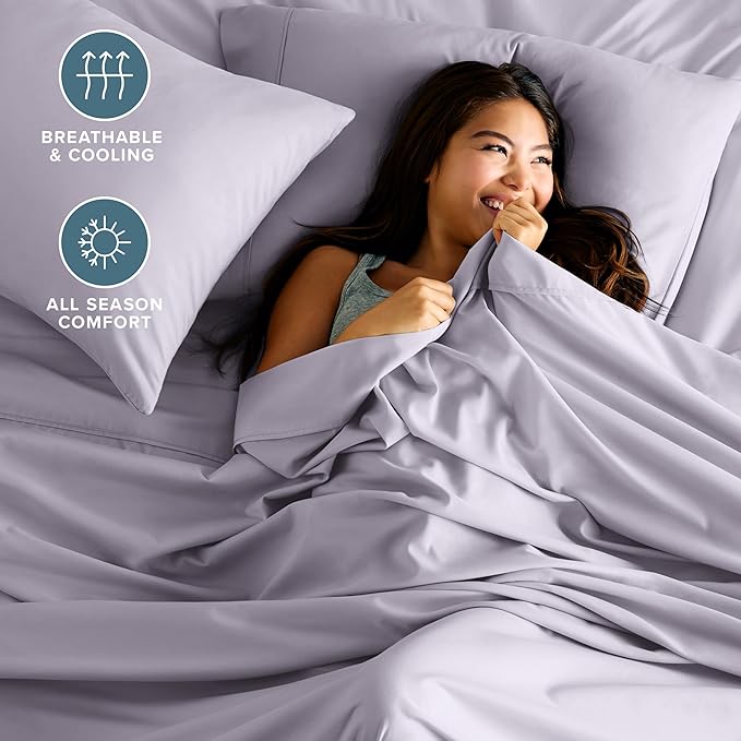 Bare Home Full Sheet Set - 1800 Ultra-Soft Microfiber Full Bed Sheets - Double Brushed - Deep Pockets - Easy Fit - 4 Piece Set - Bedding Sheets & Pillowcases (Full, Light Lavender)