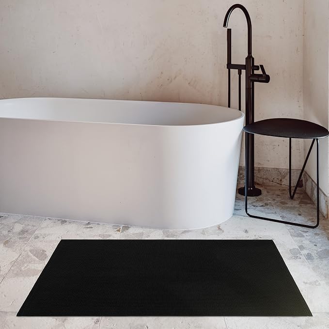Cotton Paradise 100% Cotton Turkish Bathmat Rug, Soft Absorbent Quick Dry Non Slip, 20x34 Bathmat Rug, Coal Black