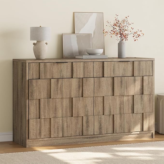 ONBRILL 61" Sideboard Buffet Cabinet with Storage, Large Coffee Bar Cainet with Doors and Drawers, Wood Credenza Console Cabinet Buffet Table for Kitchen Living Room Entryway (Washed Grey)