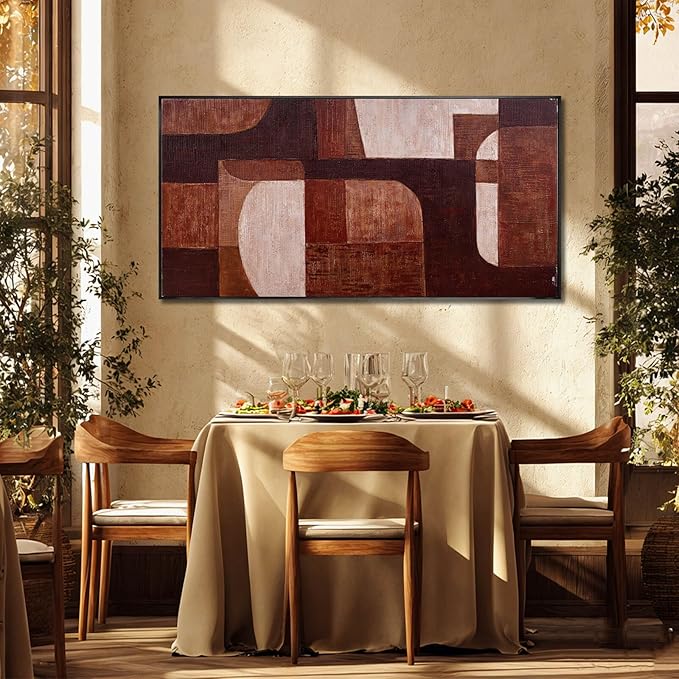SOUGUAN Abstract Wood Wall Decor Modern Photo Prints Geometric Canvas Art 24"x48" Dining Room Pictures Wall Artwork for Bedroom Office