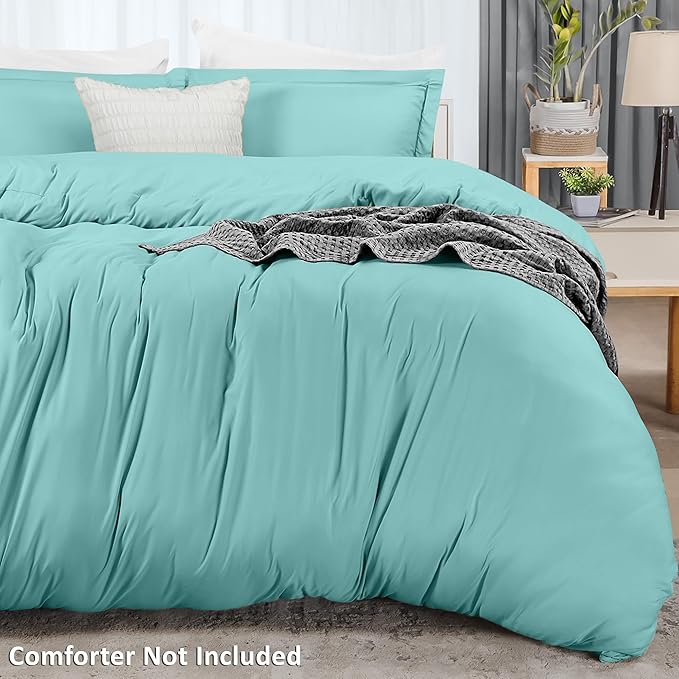 Utopia Bedding Duvet Cover King Size - 3 Piece with Zipper Closure - 1 Comforter Cover 104X90 Inches & 2 Pillow Shams 20X36 Inches (Spa Blue) Comforter Not Included