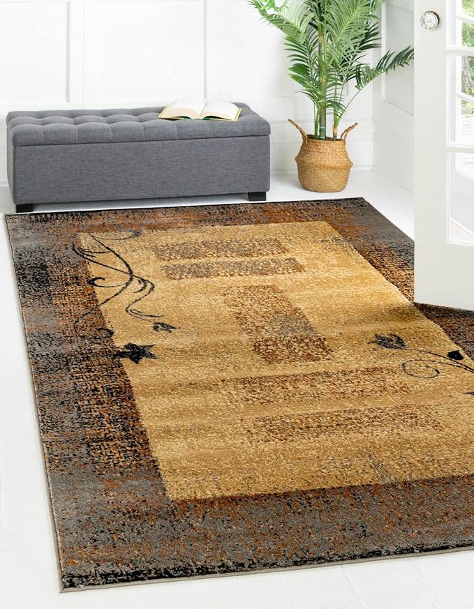 Unique Loom Barista Collection Area Rug - Excelsa (3' 1" x 5' 3" Rectangle, Beige/Brown)