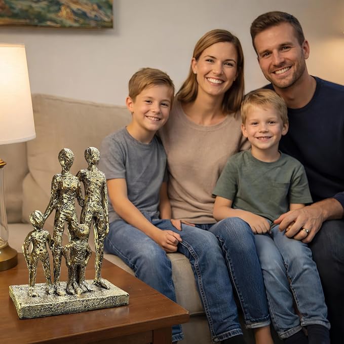 Lescafita Abstract Family Sculpture Resin Figurine – Modern, Meaningful Home Decor Statue, Family Bond Artwork for Living Room Shelf