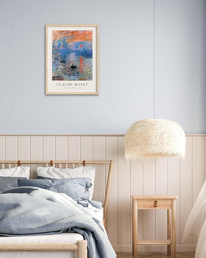 HesenDot Unframed Claude Monet Wall Art Set of 3,12x16in Water Lilies Impressionist Canvas Prints,Abstract Posters Decor,Minimalist Modern Artwork for Living Room Bedroom Office Home, Unframed