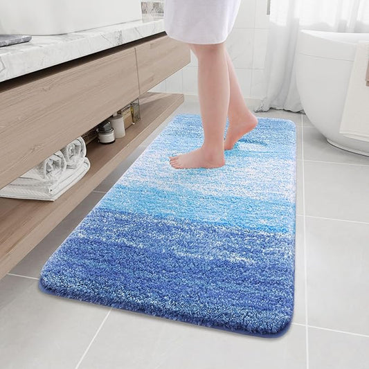 Arotive Microfiber Bathroom Rugs, Shaggy Soft and Absorbent Bath Rug, Non-Slip, Thick Plush Machine Washable Dry Bath Mats for Bathroom, Tub and Shower, 47x24, Light Royal Blue, Rectangular