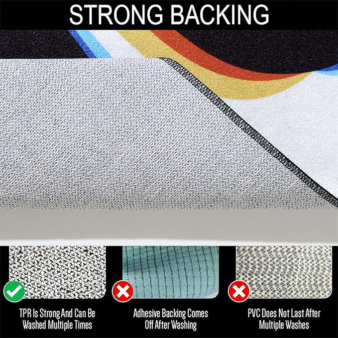 Trippy Abstract 5x7 Area Rug Ultra Thin Flatweave Funky Aesthetic Minimalist Geometry Swirl Bedroom Rug Colorful Black White, Retro Cool Washable Carpet for Kitchen Entryway Living Room Dorm