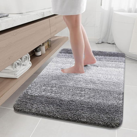Arotive Microfiber Bathroom Rugs, Shaggy Soft and Absorbent Bath Rug, Non-Slip, Thick Plush Machine Washable Dry Bath Mats for Bathroom, Tub and Shower, 47x32, Grey, Rectangular