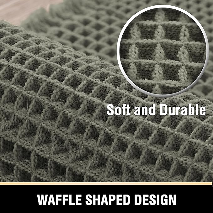 H.VERSAILTEX Waffle Bath Mat Super Absorbent Bathroom Mats Non Slip Bath Rugs for Bathroom Floor Machine Washable Ultra Soft Bathroom Rugs for Beside Tub, (32 x 20 Plus 24 x 17 - Inches, Smokey Olive)