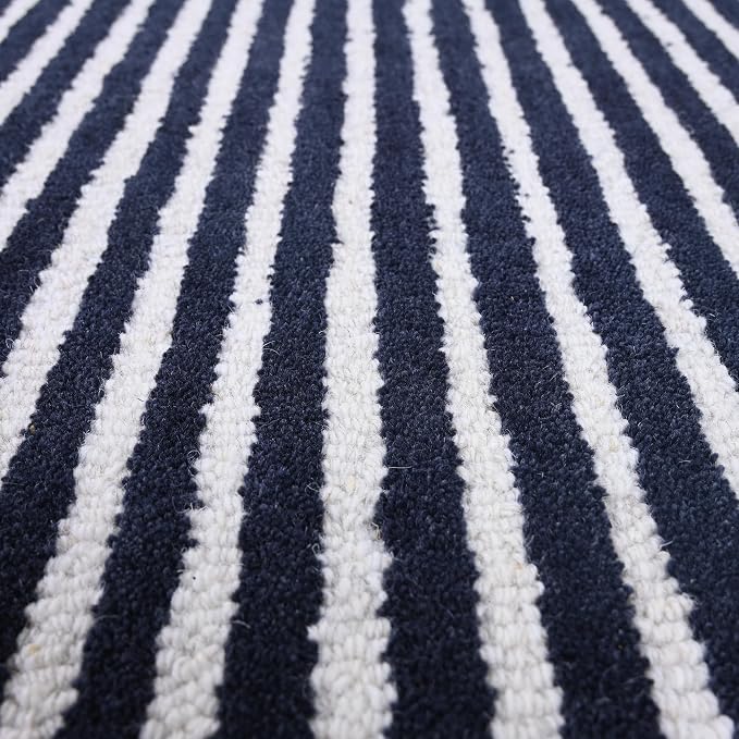 Modern Handmade Wool Area Rug, Abstract Curved Line Geometric Carpet for Living Room Bedroom, Contemporary Tufted Indoor Rug with Soft Pile and Cotton Backing (Ink, 9'x 12')