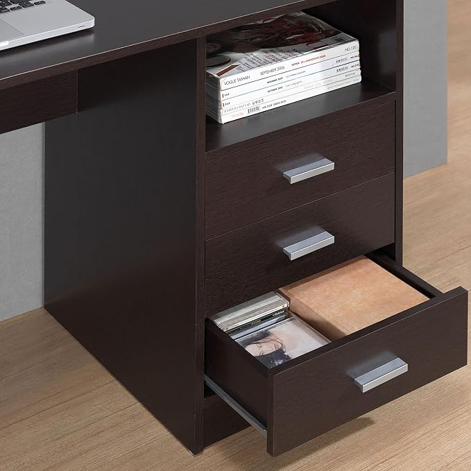 Techni Mobili 51" W Classic Computer Desk with Drawers, 3-Drawer Home Office Desk with Storage (Brown)