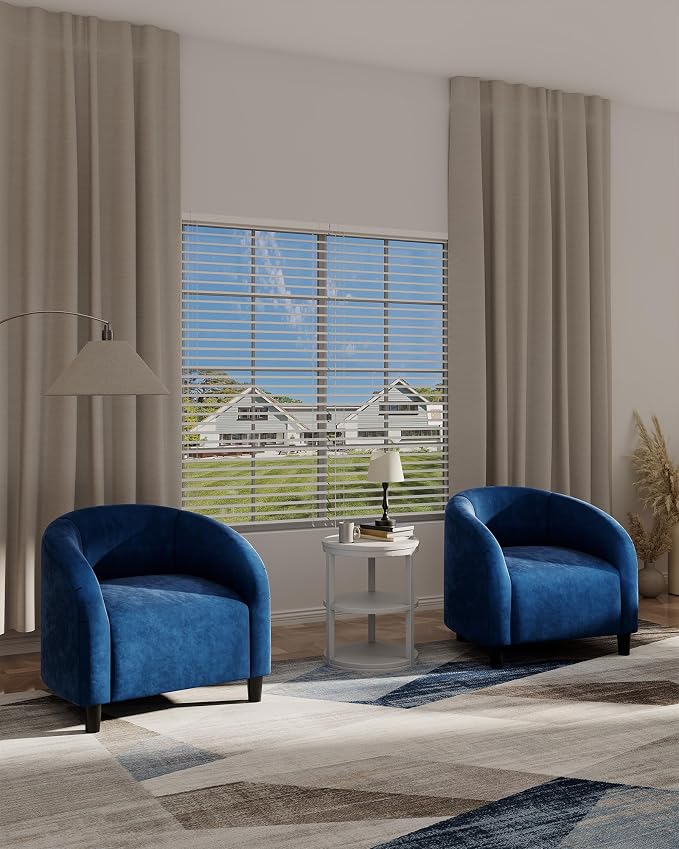 GarveeHome Accent Chair for Living Room Barrel Club Chair with Soft Padded Seat & Sturdy Legs for Bedroom Waiting Room Reception Chairs - Blue