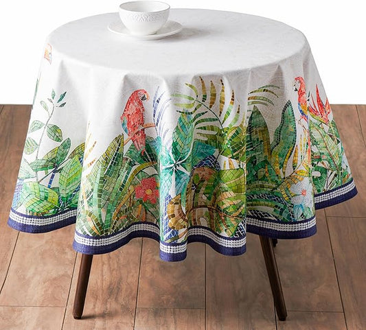 Maison d'Hermine Premium Table Cloth Round Table 100% Cotton 70 Inches Tablecloth Reusable Decorative Everyday Use for Dining Room, Farmhouse, Home, Party, Festive & Wedding - Mosaic