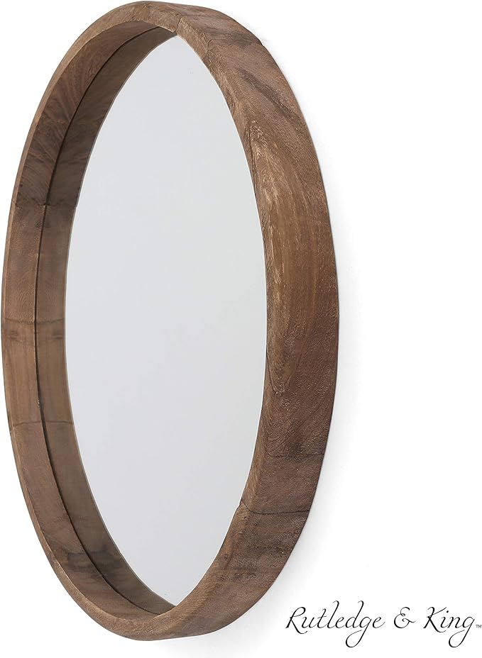 Rutledge & King Wall Mirror - Rustic Round Mirror - Decorative Circle Mirrors for Bathrooms, Living Rooms, and Bedrooms (2 Pack, Midwood - Large)