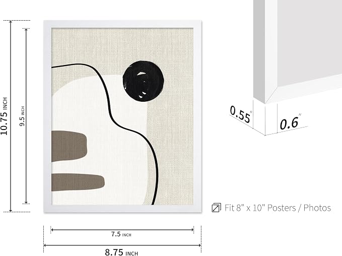 Poster Master Linen Shapes Poster – Lines on Linen Print – Chic Boho Art – Modern Abstract Artwork – Mid-Century Modern Piece – Great Bedroom or Living Room Decor – 8x10 White Framed
