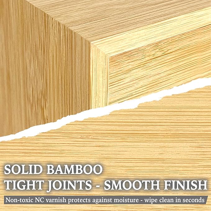Bamboo Desk Organizer with 3 Drawers and Shelf, Desktop Drawers Wooden Storage Box 13.4 x 7.3 x 8.1 Inches Countertop Organizer for Office Supplies, Solid Wood Drawer No Assembly Required
