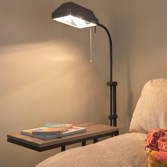 Kira Home Prescott 58" Vintage Adjustable Pharmacy Floor Lamp with 6W LED, Bronze Mid Century Modern Standing Reading Light with Telescoping Pole, Dark Bronze Finish