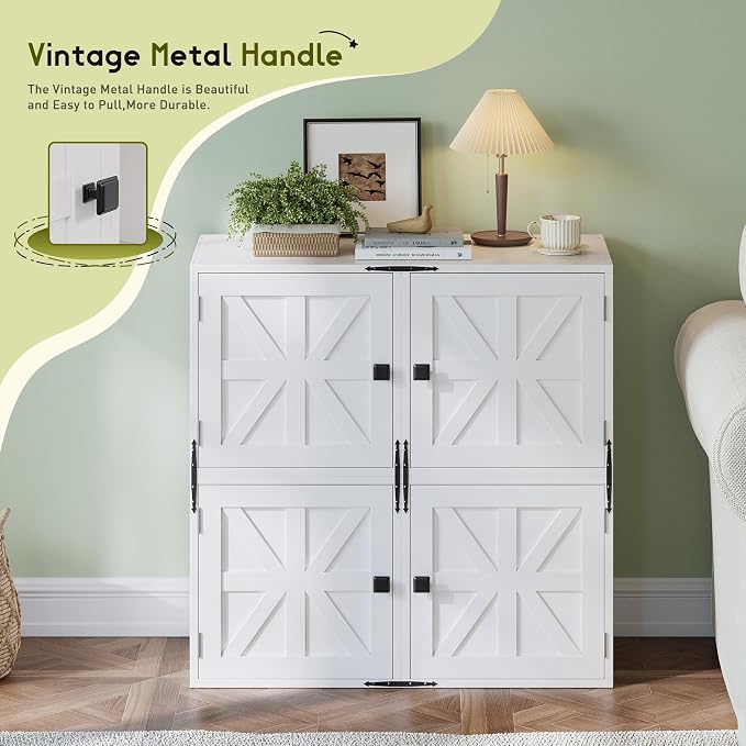 Homkdom 2 Cube Storage Organizer, DIY Bookcase with Doors, Stackable Cube Shelf with Anti-Tip Design, Modular Cubby for Bedroom, Dorm, Office, Living Room,15" W x 11.81" D x 30" H, White
