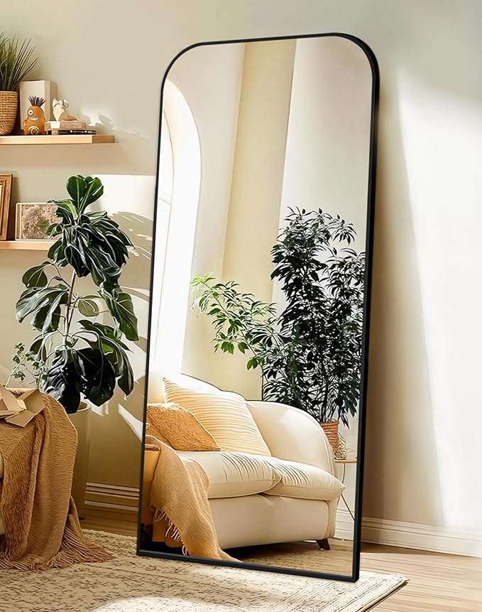 Delma Full Length Mirror, 65" x 30" Wall Mounted Large Floor Mirror with Aluminum Frame for Bedroom, Living Room, Bathroom, Hanging or Leaning