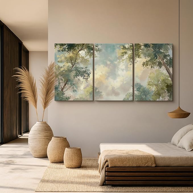 wall26 Canvas Print Wall Art Set Soft Pastel Sky and Tree Canopy Abstract Nature Decorative Minimal Relax/Zen for Living Room, Bedroom, Office - 16"x24" x 3
