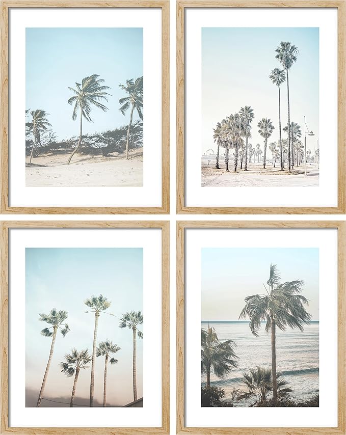 SIGNWIN Adhesive Canvas Poster Washed Out Tropical Island Palm Tree Beach Landscape Nature Wilderness Photography Realism Decorative Rustic Cozy Zen for Living Room, Bedroom, Office - 12"x16"x4