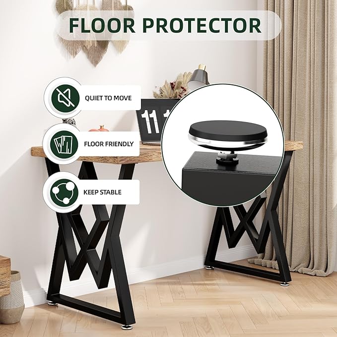 Metal Table Legs 28" H x 24" W Furniture Desk Bench Dining Table Legs Diamond Shape Heavy Duty Desk Legs with Adjustable Feet Set of 2 Black