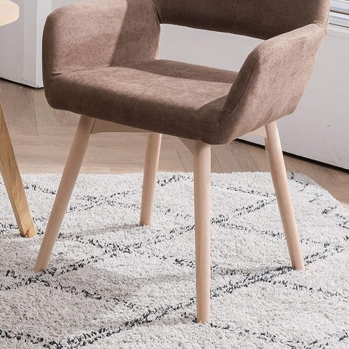 Mid Century Modern Dining Chairs Set of 6 & 4 & 2 Comfy Accent Chair Upholstered Kitchen Dining Living Room Chairs for Bedrooms Waiting Room Home Arm Desk Chair No Wheels (Brown, 6)