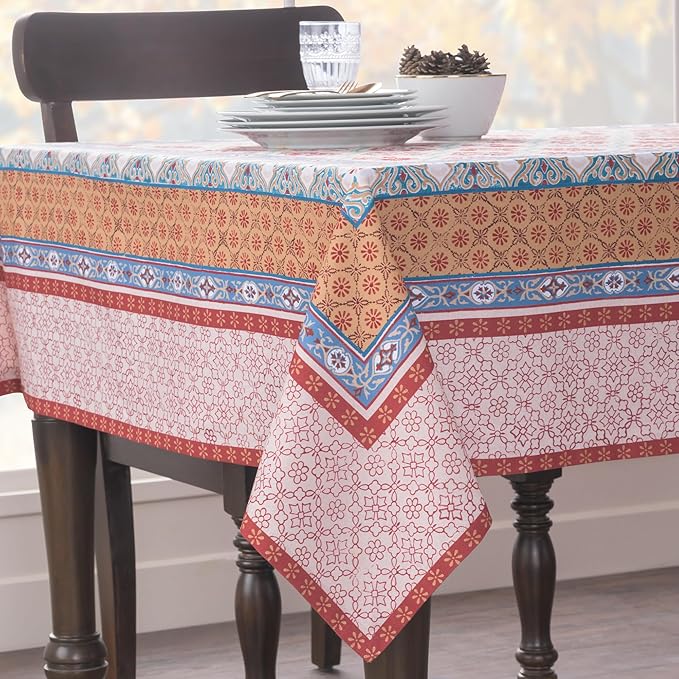 Maison d' Hermine Table Cloth Rectangle Table 100% Cotton 60 x 120 Inches Fall Tablecloth Reusable Everyday Use for Thanksgiving Christmas Decorations Dining Farmhouse Party (Romane)