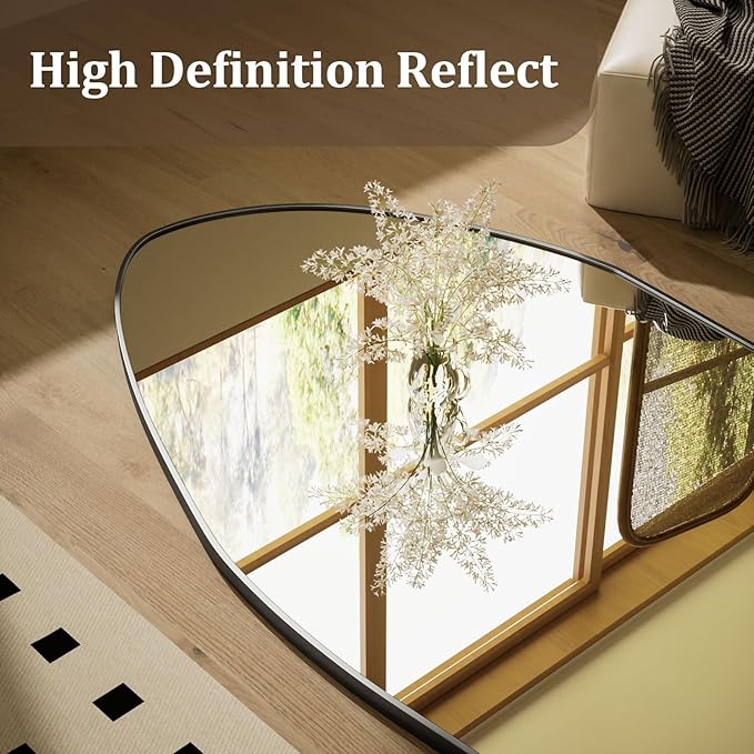 Full Length Floor Mirror - 76"x34" Irregular Diamond Shaped Full Body Mirror Aluminum Frame Floor Mirror Full Length for Bedroom Living Room Cloakroom Decor Black