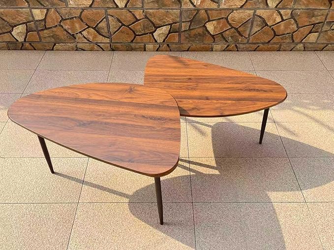 Oval Coffee Tables Nesting Tables for Living Room Side Tables End Table Wooden Small Table Pottery Triangle Walnut Barn Mid-Century Modern