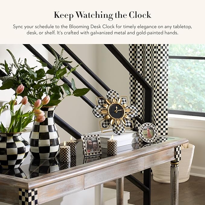 MACKENZIE-CHILDS Blooming Desk Clock, Metal Clock for Table Decor